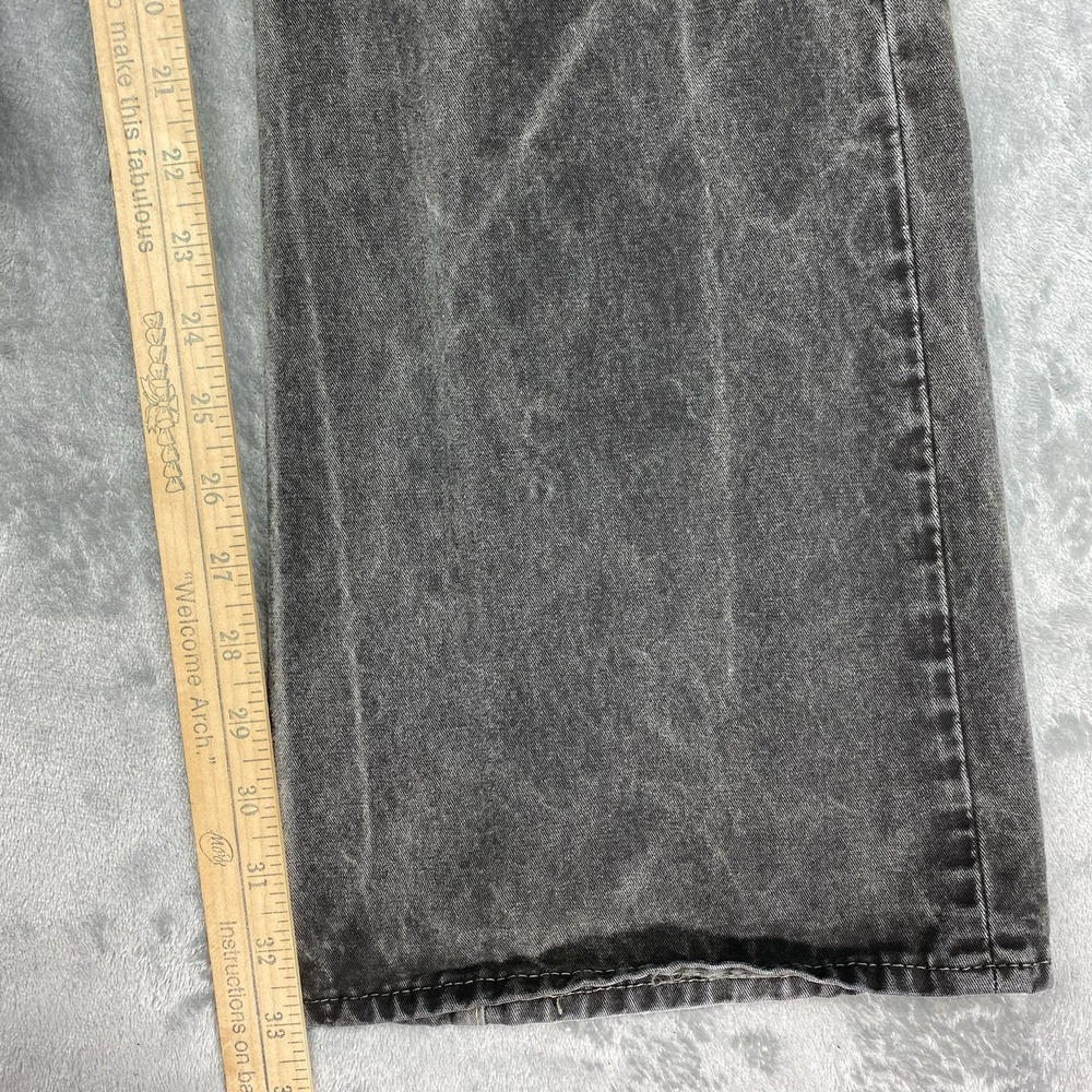 Rogan NYC Jeans Womens 26 Grey Stone Wash Flared Wide Leg Flap Pockets USA Made - Picture 9 of 12